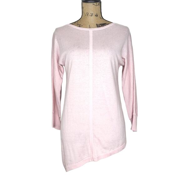 Cullen Silk Cashmere Pastel Pink Asymmetrical Hem Sweater XSmall - Picture 2 of 8